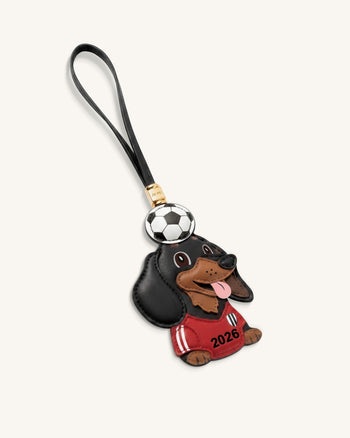 ワールドカップ ダックスフンド サッカーボール バッグチャーム - レッド