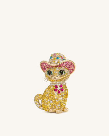 ゴージャスキャットクラッチ - マルチカラーゴールド