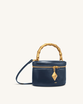 Natalie メタル ジオメトリック ペンダント ハンドルバッグ - ネイビー