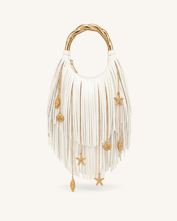 Chloe メタルハンドル フリンジトップハンドバッグ - オフホワイト