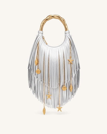 Chloe メタルハンドル フリンジトップハンドバッグ - シルバー