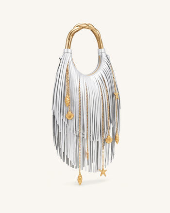 Chloe メタルハンドル フリンジトップハンドバッグ - シルバー