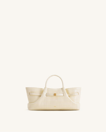Maeve ダックスフンド メタルチャーム トートバッグ - アイボリー クロコ