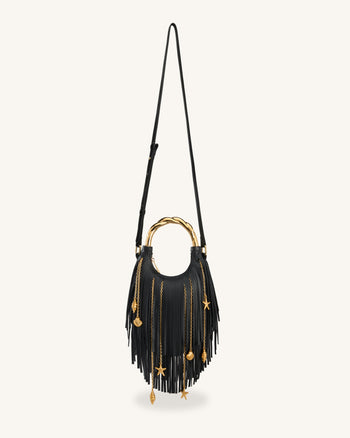 Chloe メタルハンドル フリンジ トップハンドバッグ - ブラック