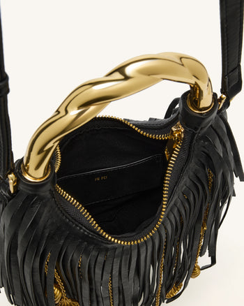 Chloe メタルハンドル フリンジ トップハンドバッグ - ブラック
