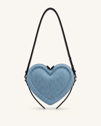 Arlene ハート型 クロスボディバッグ - ライトブルーデニム