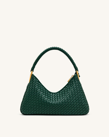 Lorena ウーブン ショルダーバッグ - エメラルドグリーン