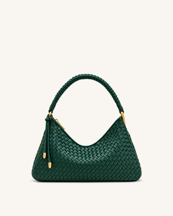 Lorena ウーブン ショルダーバッグ - エメラルドグリーン