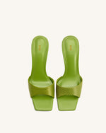 Hannah スネークスキンヒールミュール - グリーン