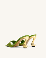 Hannah スネークスキンヒールミュール - グリーン