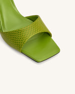 Hannah スネークスキンヒールミュール - グリーン