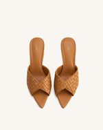 Ellie 編み込みボールヒールミュール - カーキ