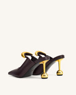 Sofia メタルアクセントボールヒールミュール - ディープバーガンディ