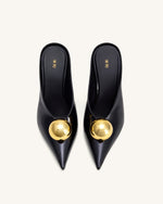 Sofia アングルドヴァンプヒールミュール - ブラック＆ゴールド