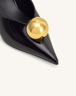 Sofia アングルドヴァンプヒールミュール - ブラック＆ゴールド