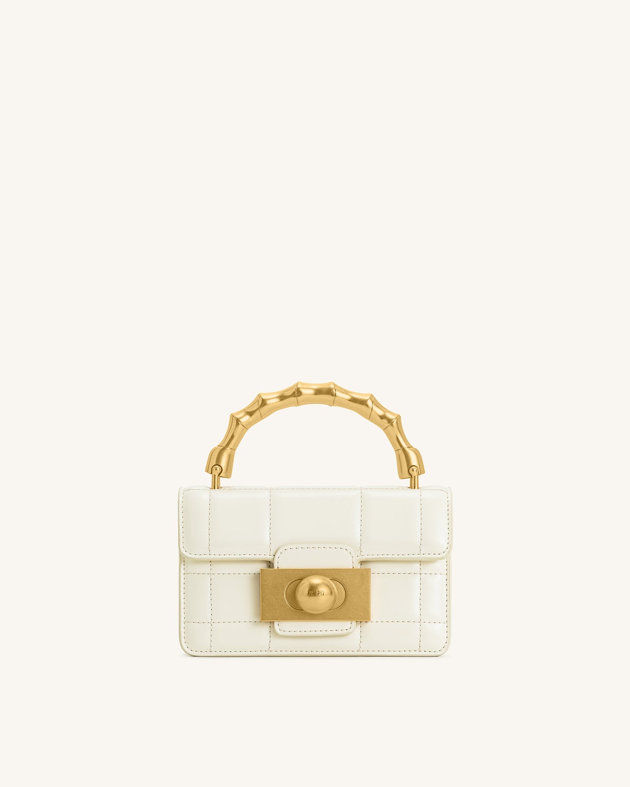 Kaia バンブーメタルハンドルハンドバッグ - ホワイト