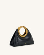 Amiya リーフハンドル彫刻バッグ - ブラック