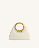 Amiya リーフハンドル彫刻バッグ - ホワイト