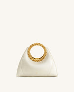 Amiya リーフハンドル彫刻バッグ - ホワイト