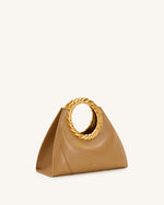 Amiya リーフハンドル彫刻バッグ - ブラウン