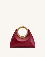 Amiya リーフハンドル スカルプチャーバッグ - ワインレッド