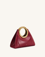 Amiya リーフハンドル スカルプチャーバッグ - ワインレッド