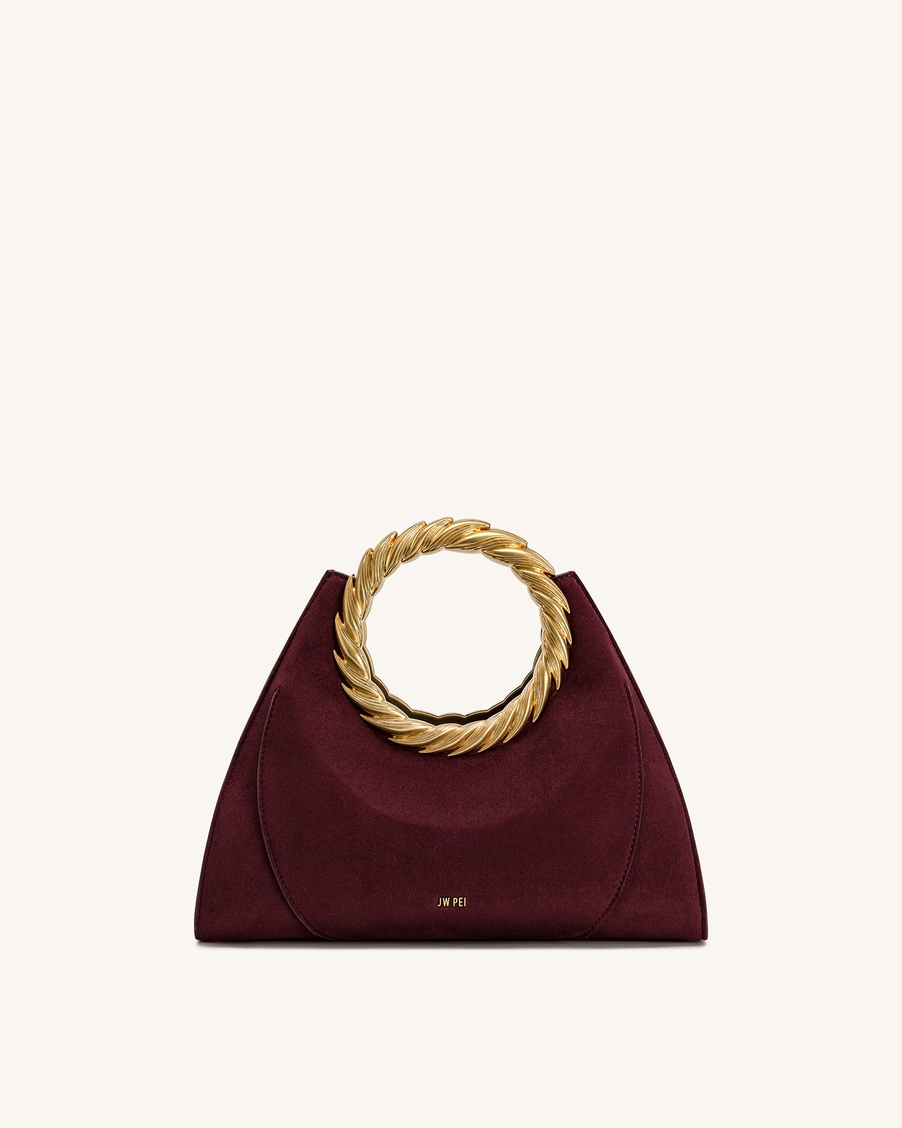 Amiya リーフハンドル フェイクスエード スカルプチャーバッグ - メルローレッド