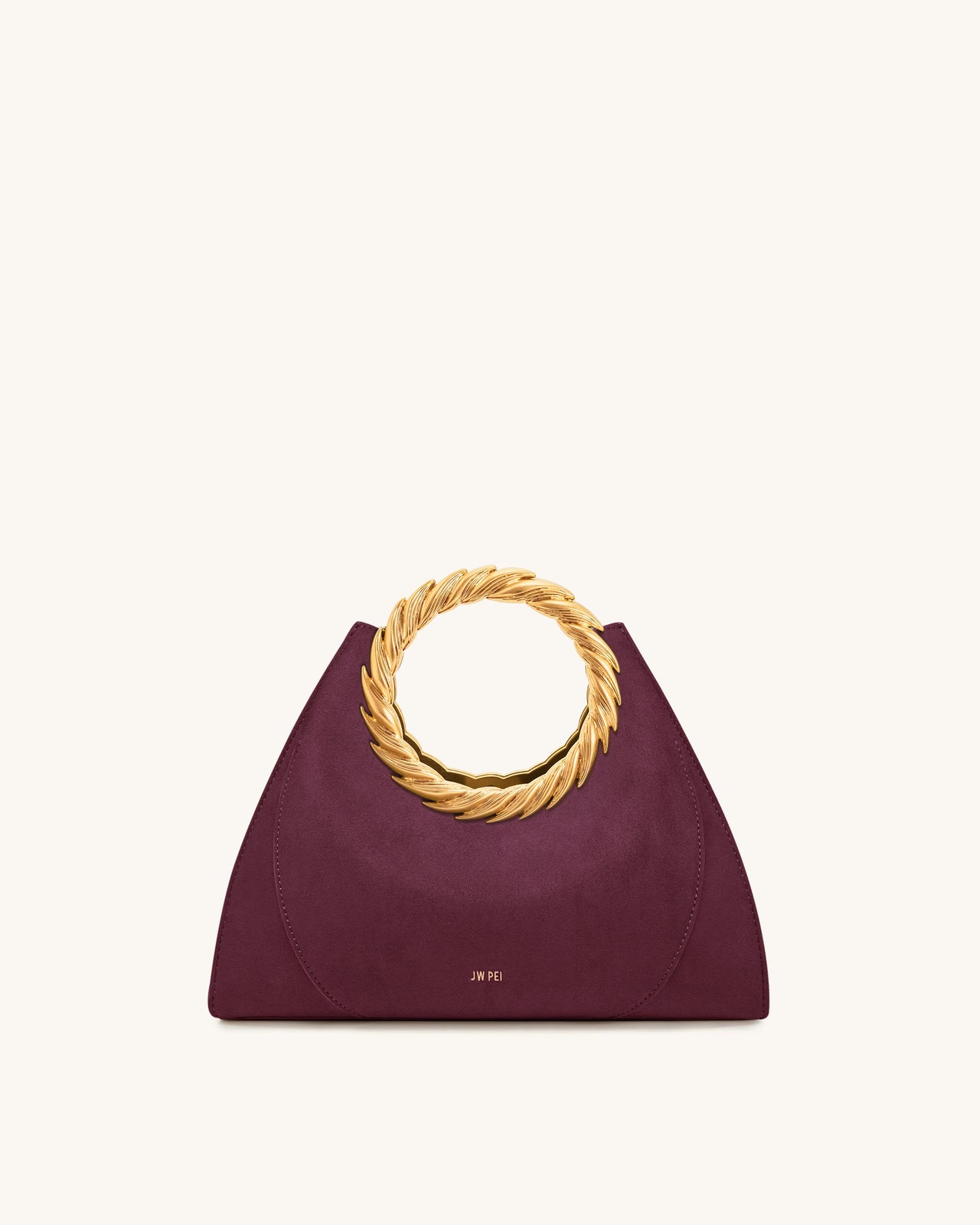 Amiya リーフハンドル フェイクスエード スカルプチャーバッグ - メルローレッド