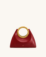 Amiya リーフハンドル スカルプチャーバッグ - ワインレッド