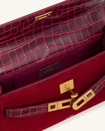 Noor フェイクスエード トップハンドルバッグ - レッド