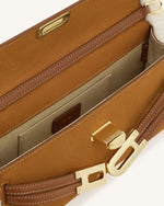 Bria フェイクスエード ストラクチャード トップハンドルバッグ - イエローブラウン