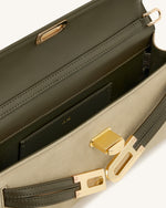 Bria フェイクスエード ストラクチャード トップハンドルバッグ - ダークオリーブ