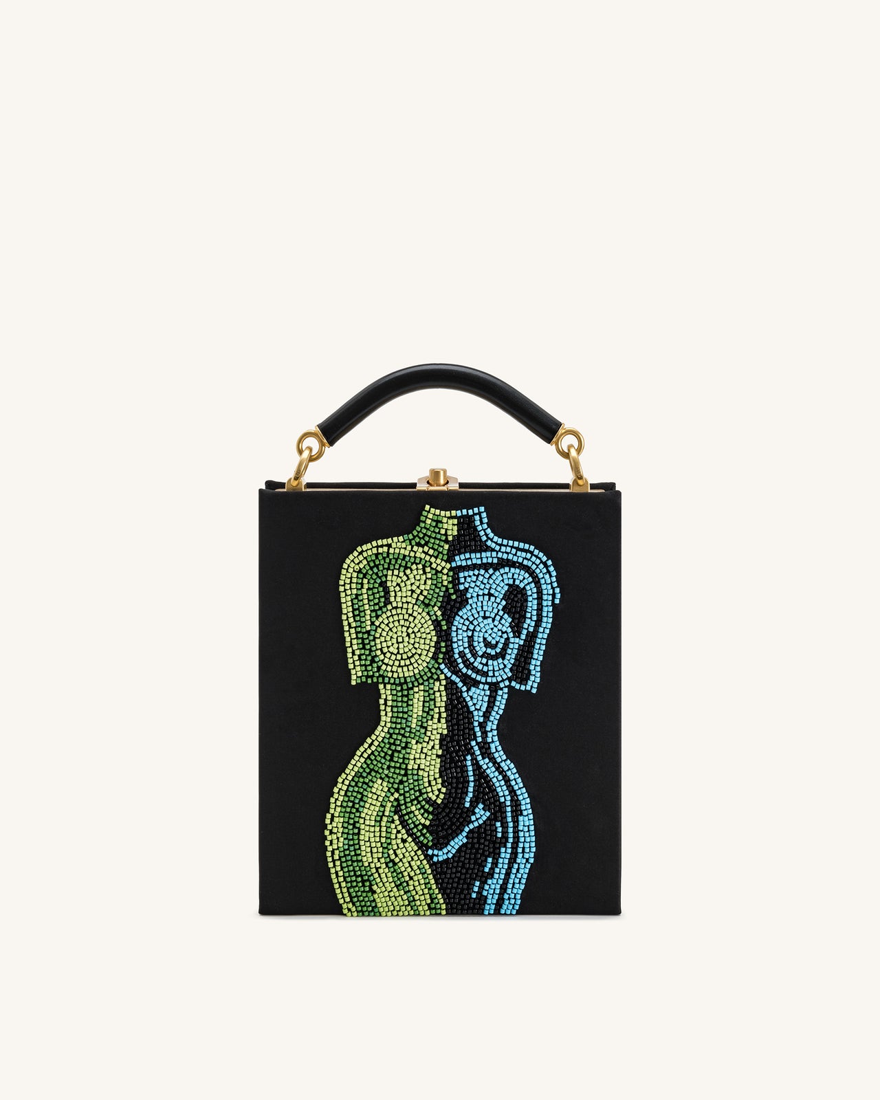 Elle カラフルビーズ ブック トップハンドルバッグ - ブラック