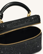 Cleo 人工クリスタル ボックス型 トップハンドルバッグ - ブラック