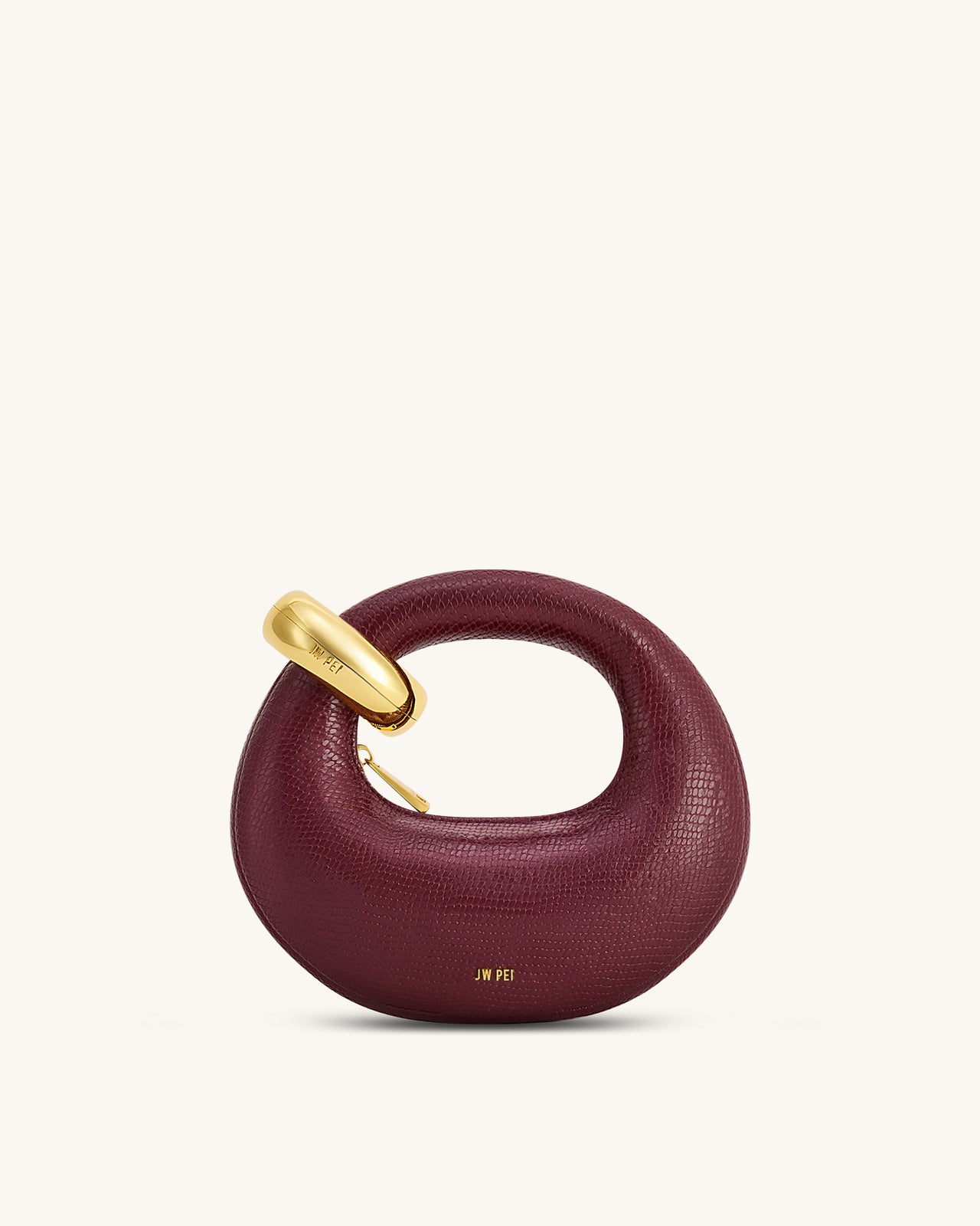 Abacus フェイクスネークエフェクトミニトップハンドルバッグ - バーガンディ