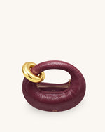 Abacus フェイクスネークエフェクトミニトップハンドルバッグ - バーガンディ