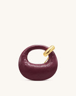 Abacus フェイクスネークエフェクトミニトップハンドルバッグ - バーガンディ