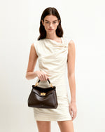 Lucia クラシック・トップハンドバッグ - ダークブラウン