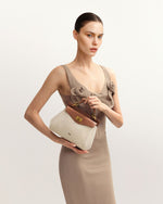 Lucia クラシック・トップハンドバッグ - ブラウン・キャンバス