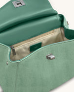 Lucia クラシックフェイクスエードトップハンドルバッグ - 抹茶グリーン