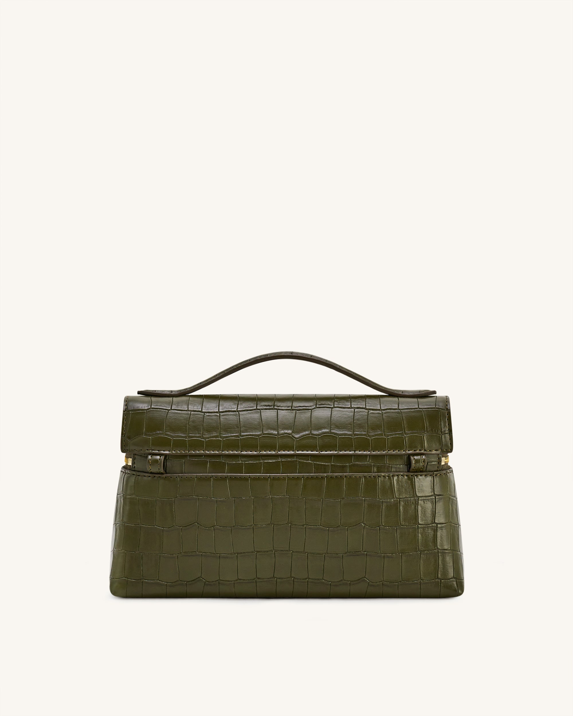 Thea クロコ型押しトップハンドルバッグ - オリーブグリーン - JW PEI