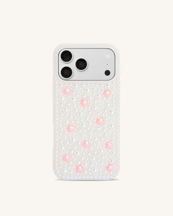 Pearl スター 装飾付き スマホケース - ホワイト