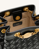 Yara 手編みバケットバッグ - ブラック