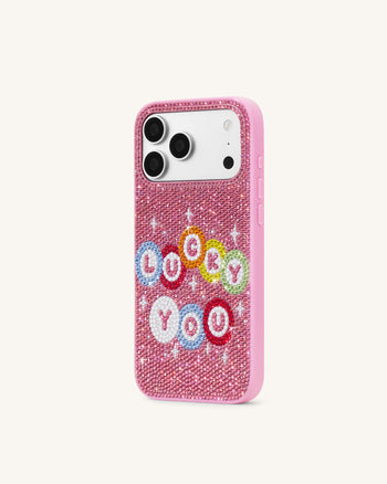 Lucky You 人工クリスタル スマホケース - ピンク