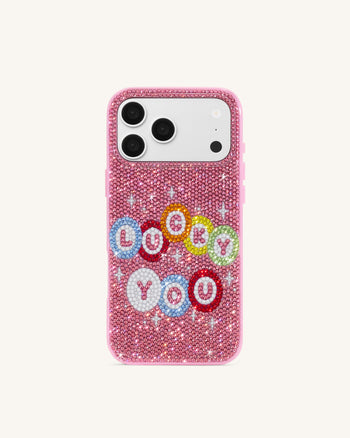 Lucky You 人工クリスタル スマホケース - ピンク