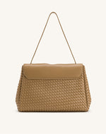 Hilary 編み込みショルダーバッグ - キャメル