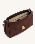 Hilary フェイクスエードショルダーバッグ - ダークブラウン