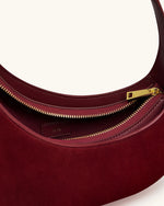 Harlee フェイクスエードフリンジショルダーバッグ - バーガンディ