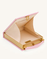 Taya-子犬柄ブック型クラッチバッグ - ピンク