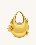 Lydia 花柄装飾ハンドバッグ - ゴールド
